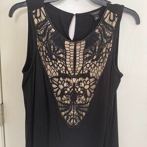 ANN TAYLOR Black Crochet/lace Black Tank Top Women’s Size M